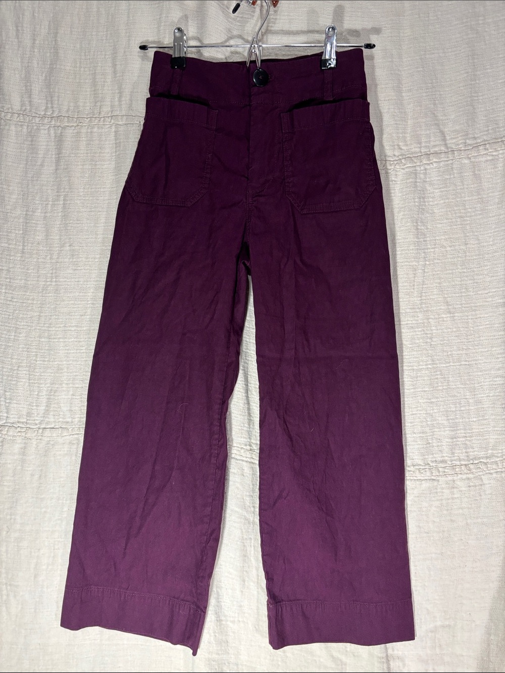 Anthropologie Maeve The Collette Cropped Wide-Leg Pants Purple 24P Petite